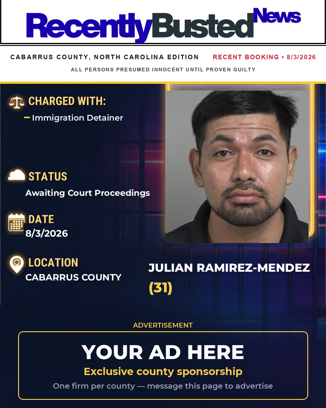 Arrest report - JULIAN RAMIREZ-MENDEZ