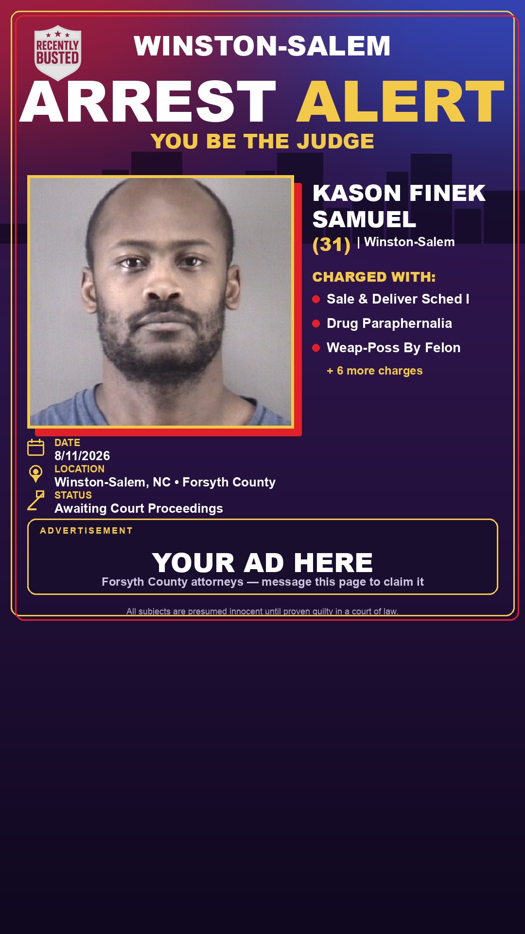 Arrest report - KASON FINEK SAMUEL