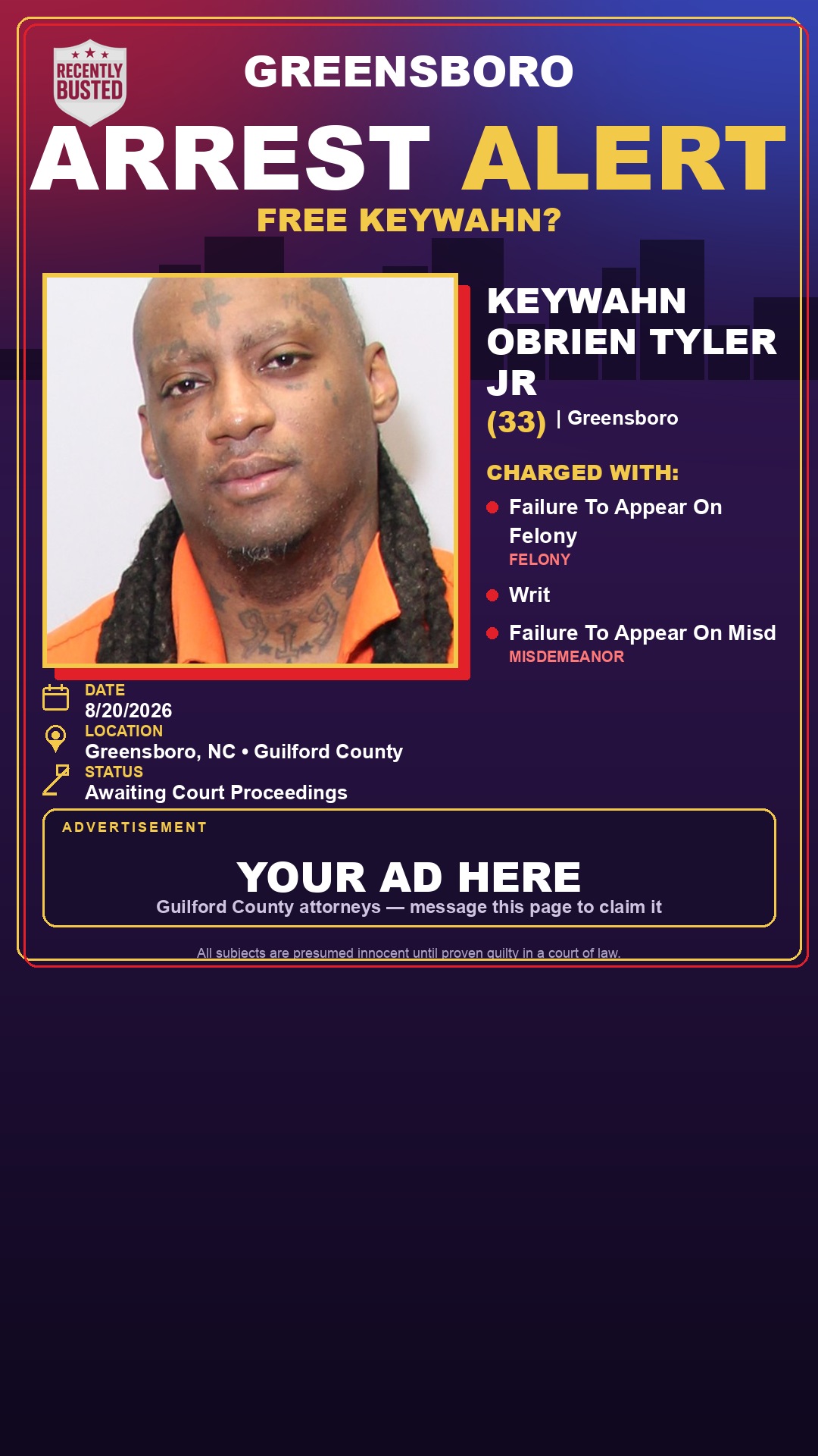 Arrest report - KEYWAHN OBRIEN TYLER JR