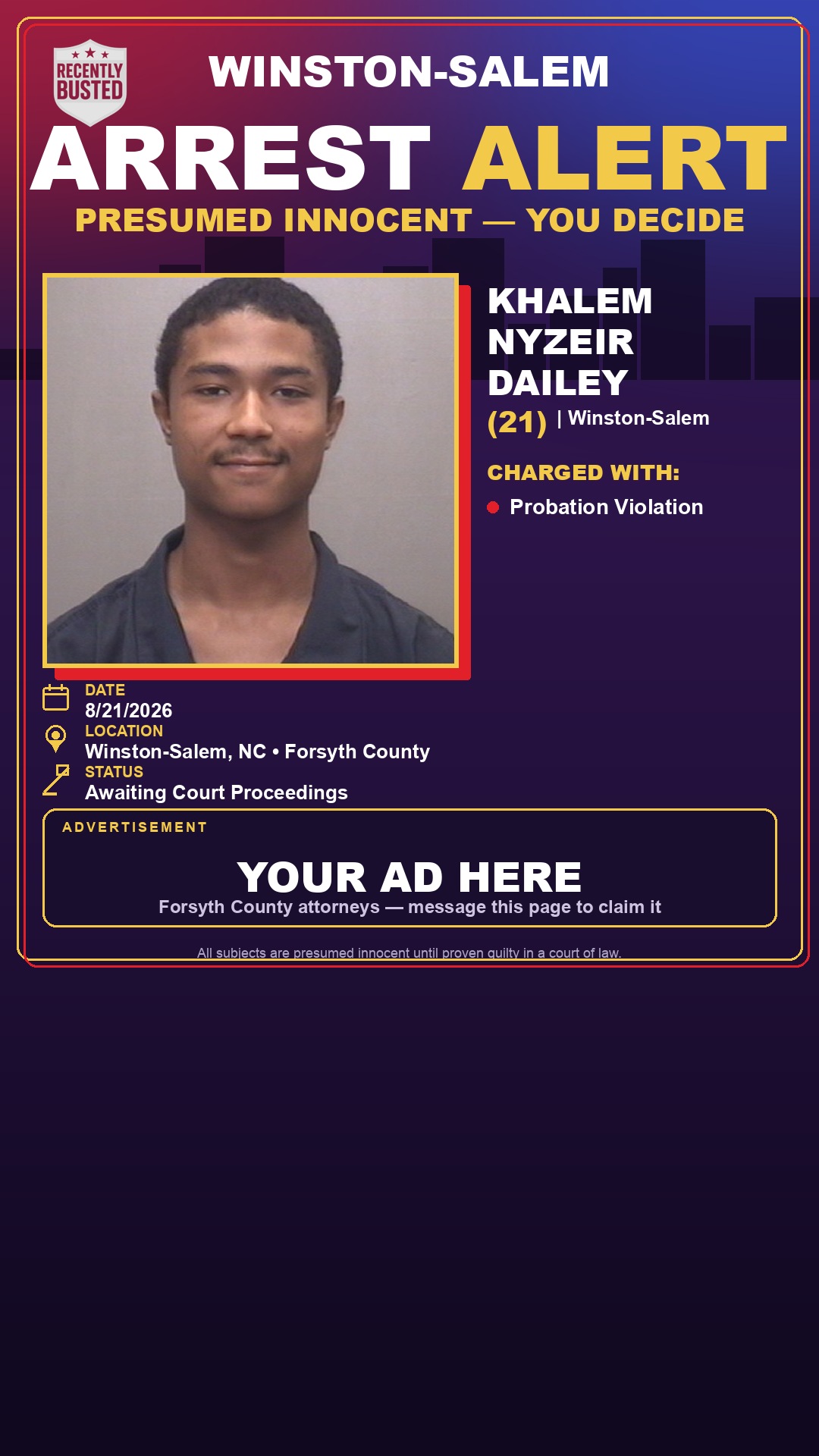 Arrest report - KHALEM NYZEIR DAILEY