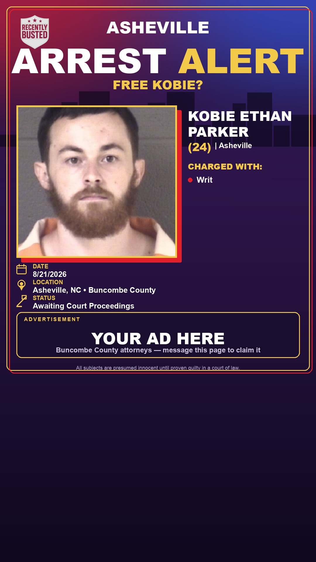 Arrest report - KOBIE ETHAN PARKER