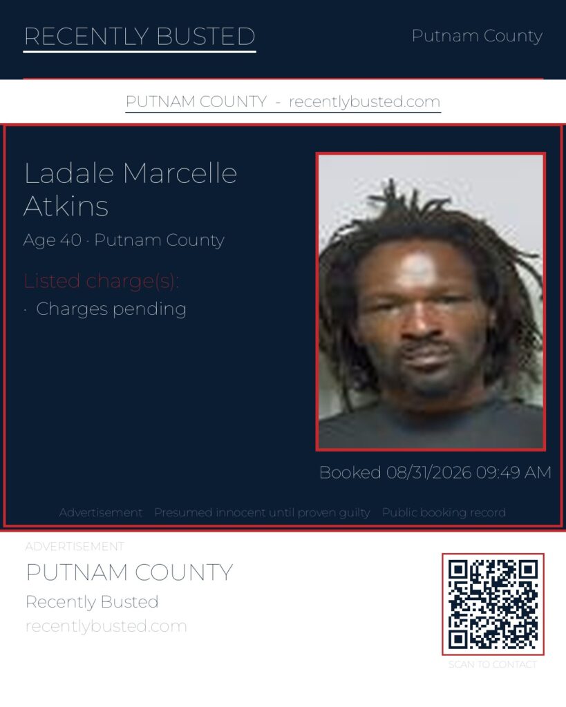 Ladale Marcelle Atkins — arrest record card, Recently Busted