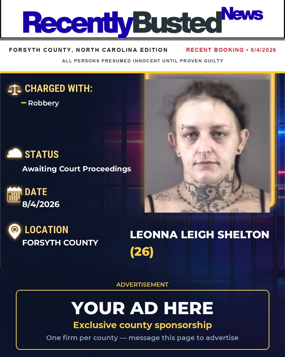 Arrest report - LEONNA LEIGH SHELTON
