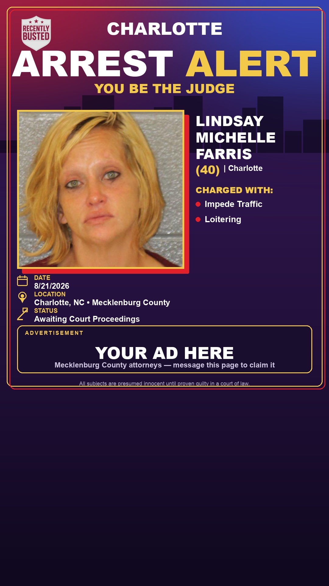 Arrest report - LINDSAY MICHELLE FARRIS