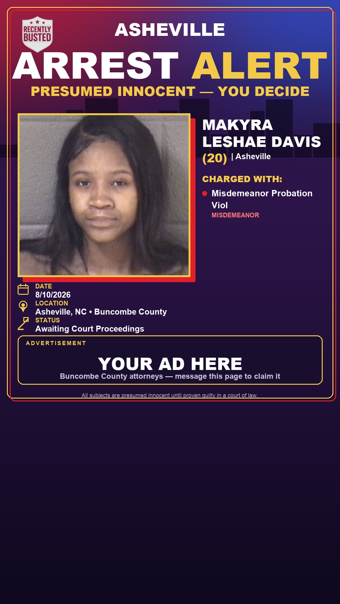Arrest report - MAKYRA LESHAE DAVIS