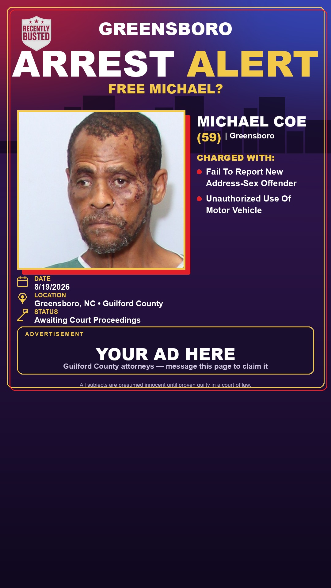 Arrest report - MICHAEL COE