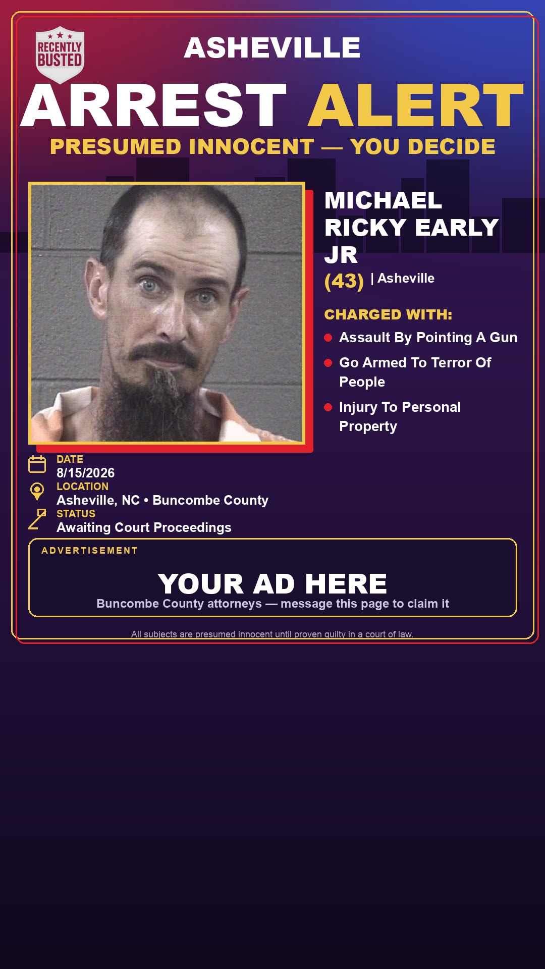 Arrest report - MICHAEL RICKY EARLY JR