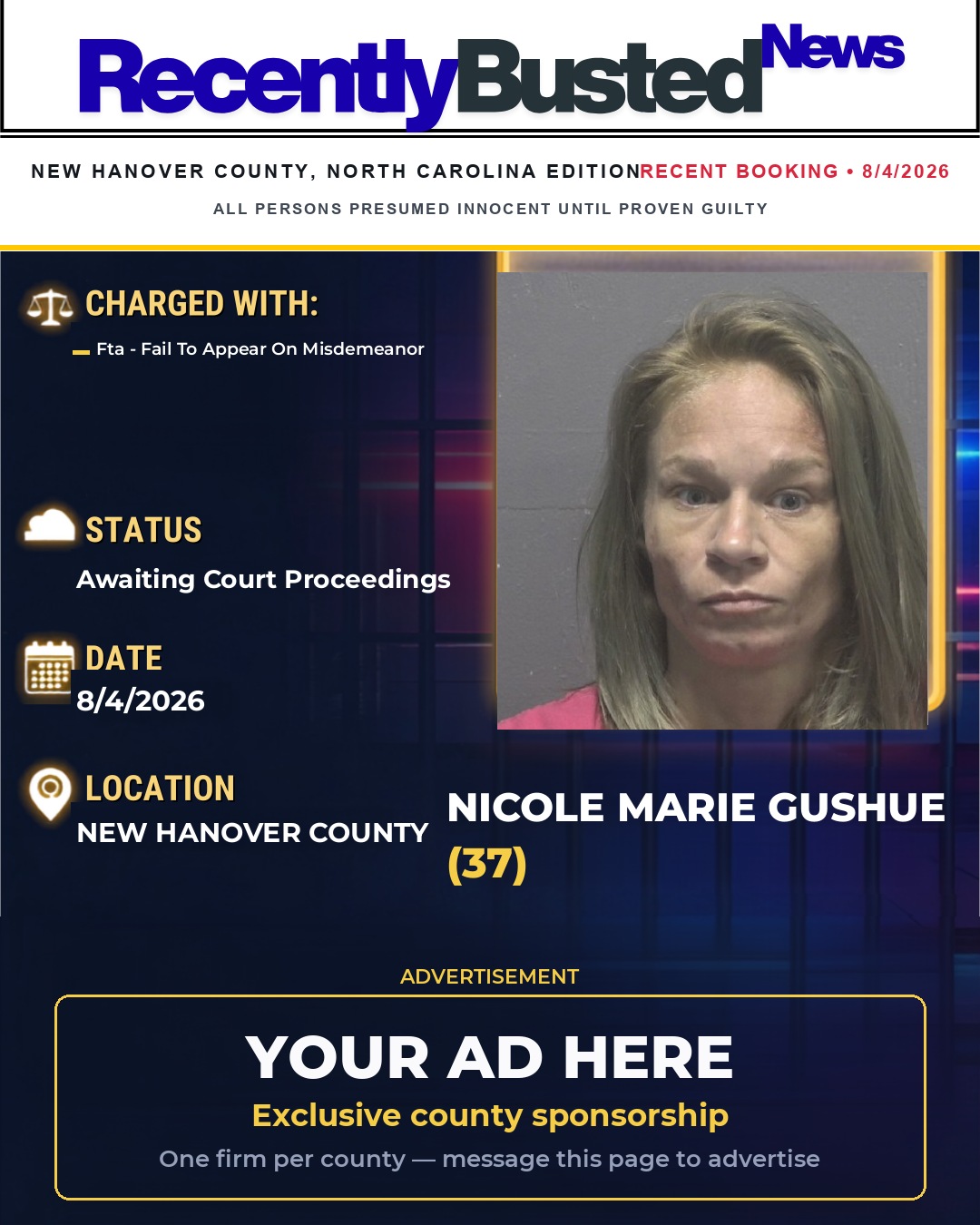 Arrest report - NICOLE MARIE GUSHUE