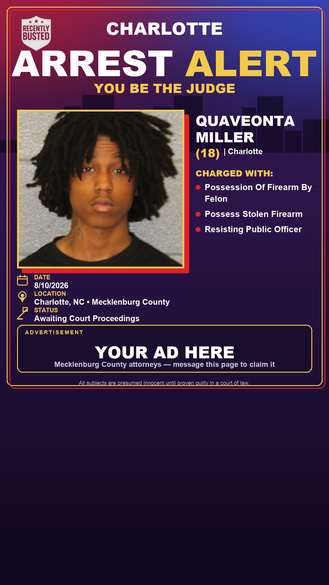 Arrest report - QUAVEONTA MILLER