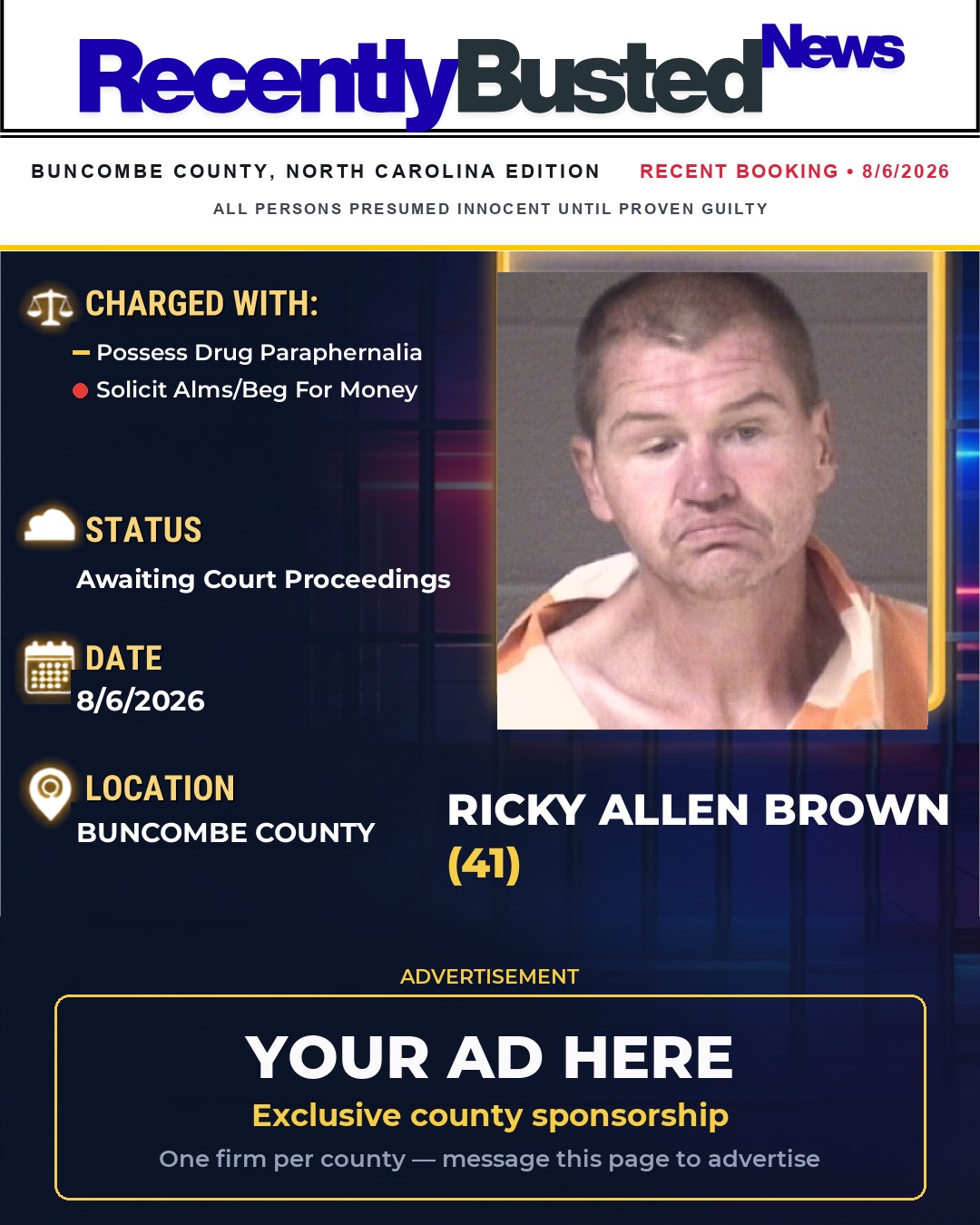 Arrest report - RICKY ALLEN BROWN