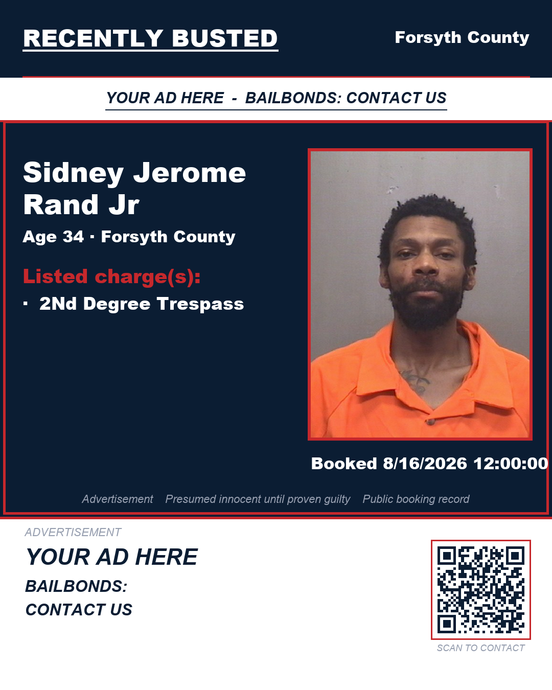 Arrest report - SIDNEY JEROME RAND JR