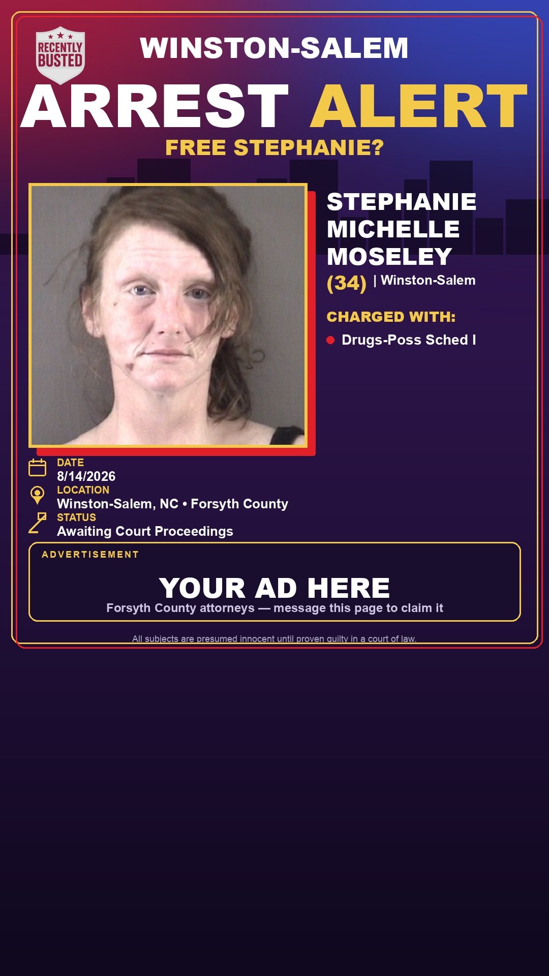 Arrest report - STEPHANIE MICHELLE MOSELEY