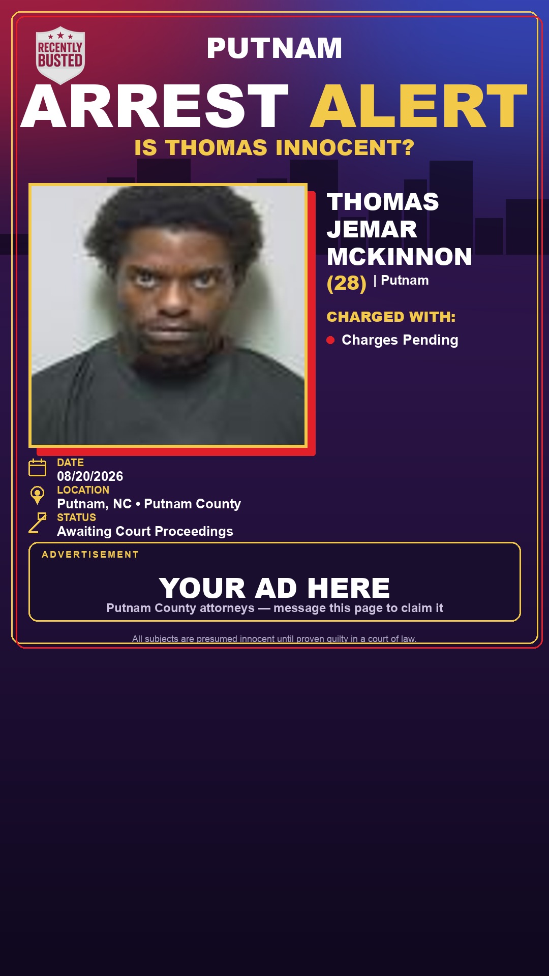 Arrest report - Thomas Jemar Mckinnon