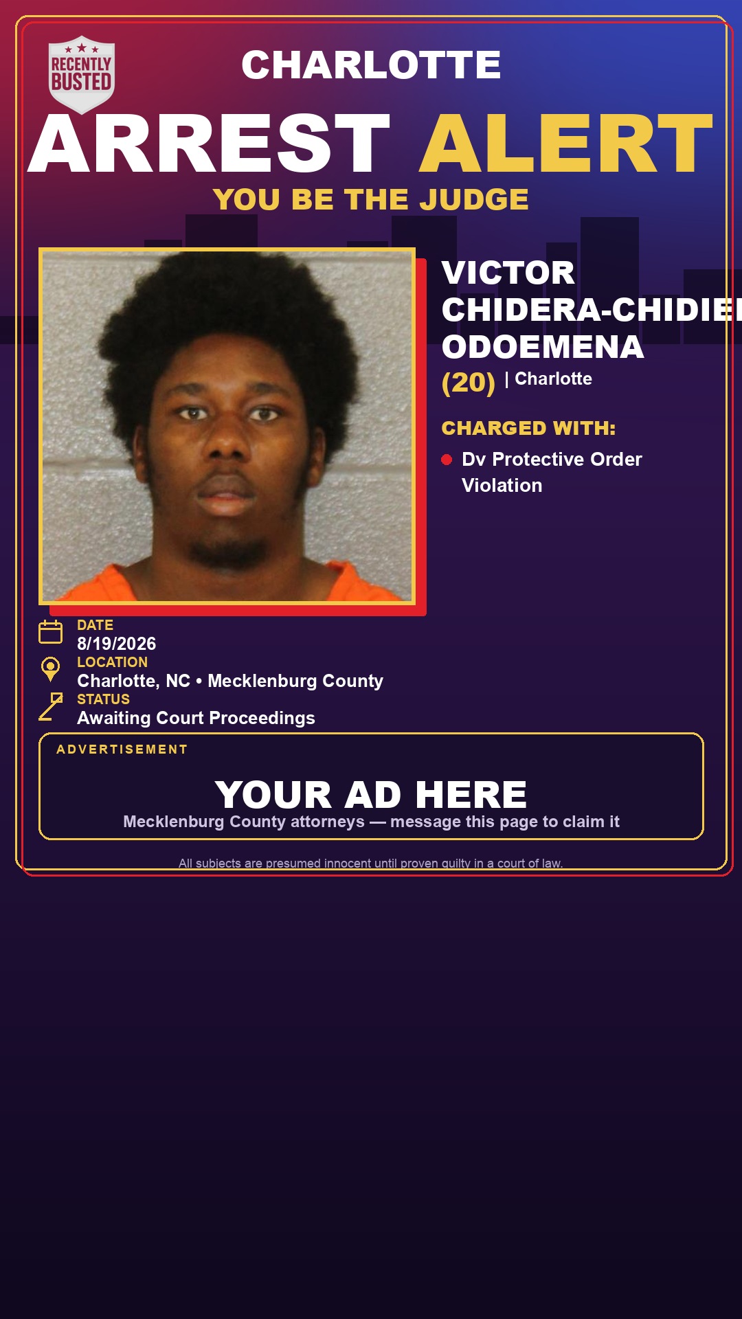 Arrest report - VICTOR CHIDERA-CHIDIEBERE ODOEMENA