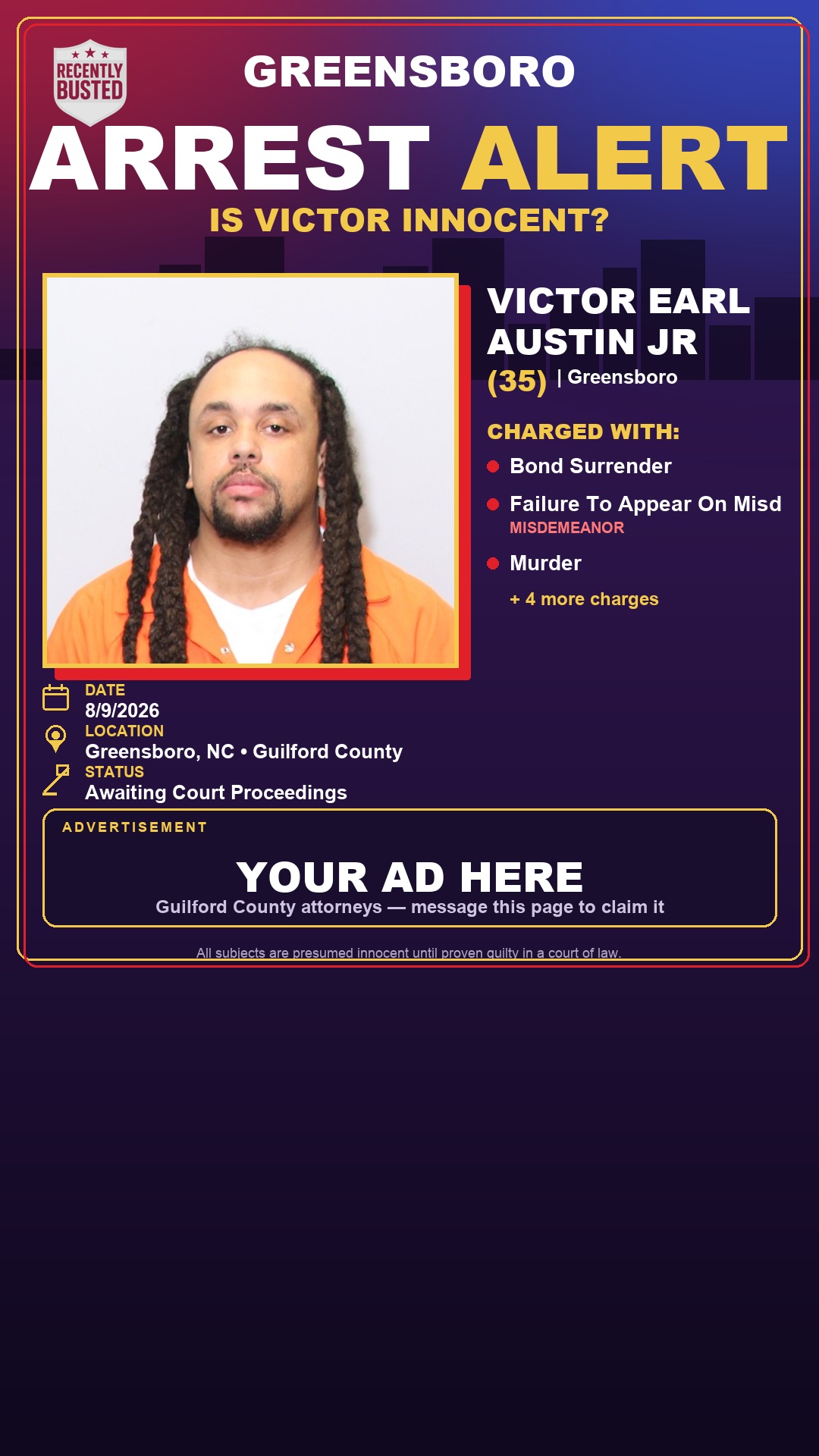 Arrest report - VICTOR EARL AUSTIN JR
