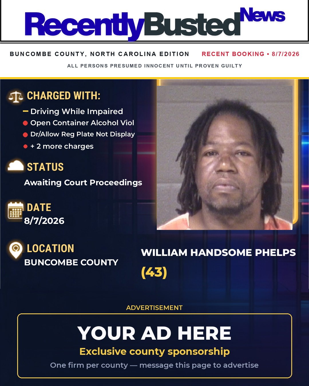 Arrest report - WILLIAM HANDSOME PHELPS