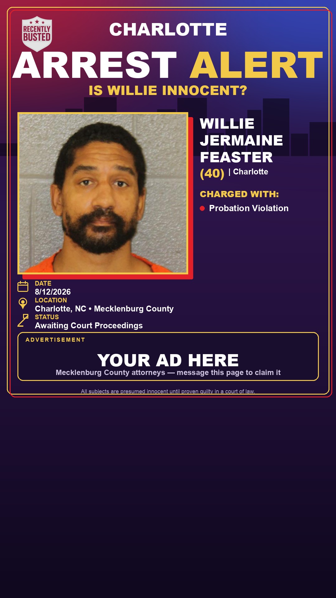 Arrest report - WILLIE JERMAINE FEASTER