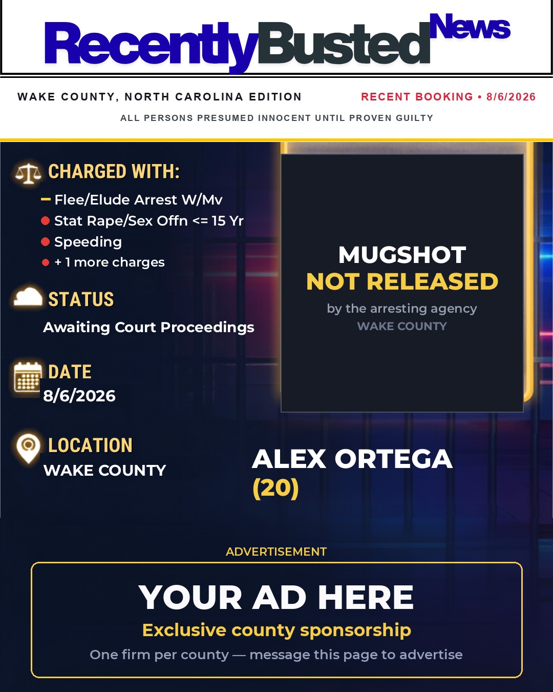 Arrest report - ALEX ORTEGA