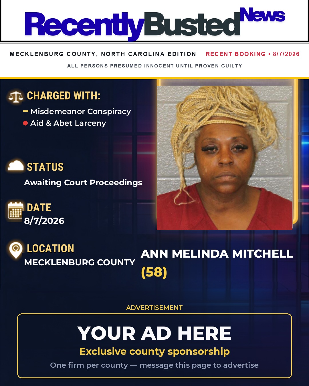 Arrest report - ANN MELINDA MITCHELL