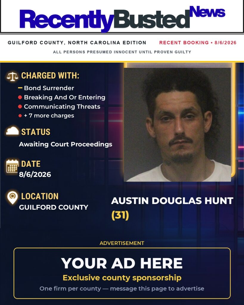 Arrest report — AUSTIN DOUGLAS HUNT