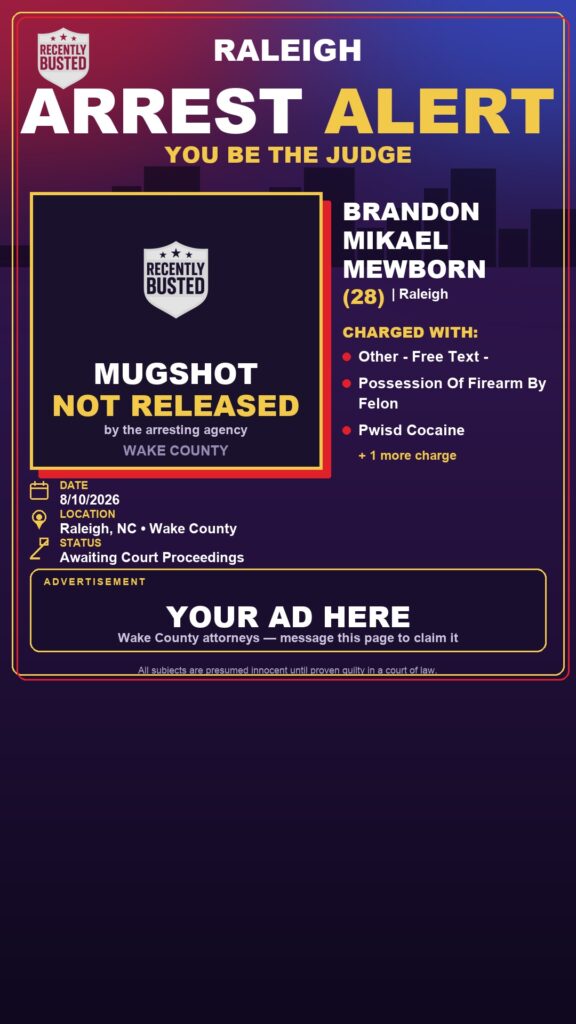 Arrest report - BRANDON MIKAEL MEWBORN