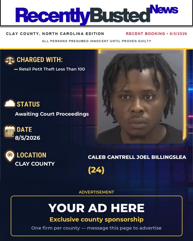 Arrest report — CALEB CANTRELL JOEL BILLINGSLEA