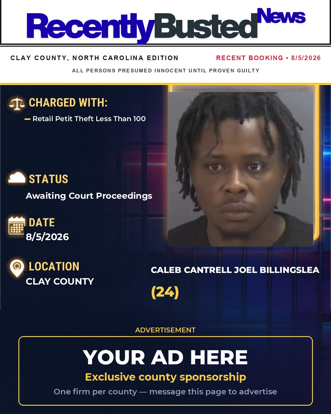 Arrest report - CALEB CANTRELL JOEL BILLINGSLEA