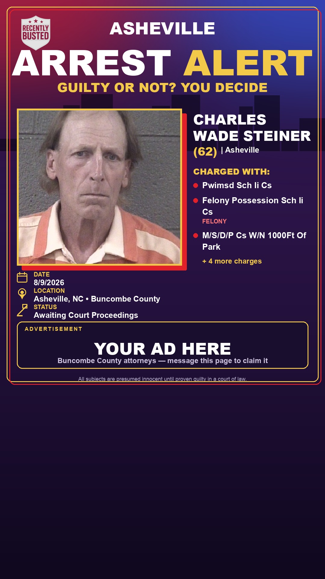 Arrest report - CHARLES WADE STEINER