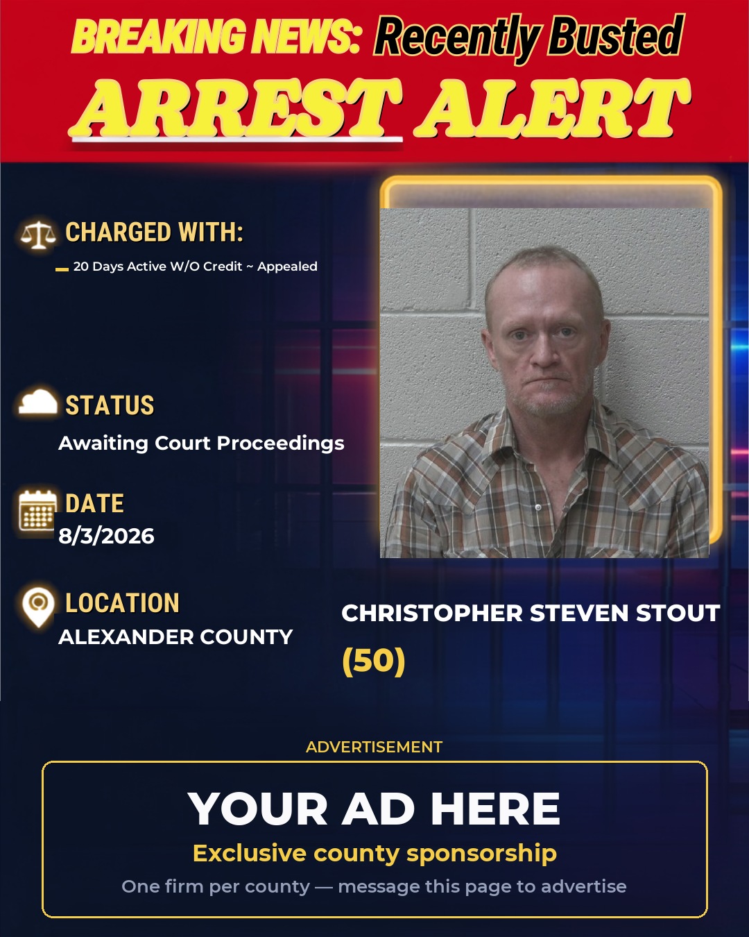 Arrest report - CHRISTOPHER STEVEN STOUT