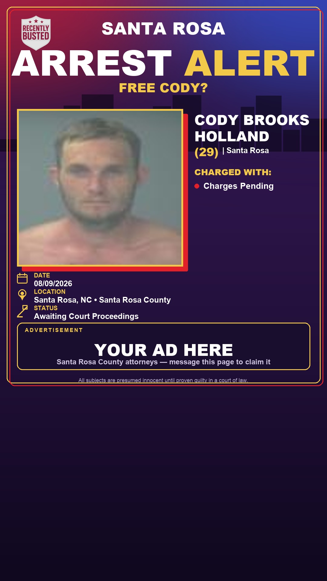 Arrest report - Cody Brooks Holland