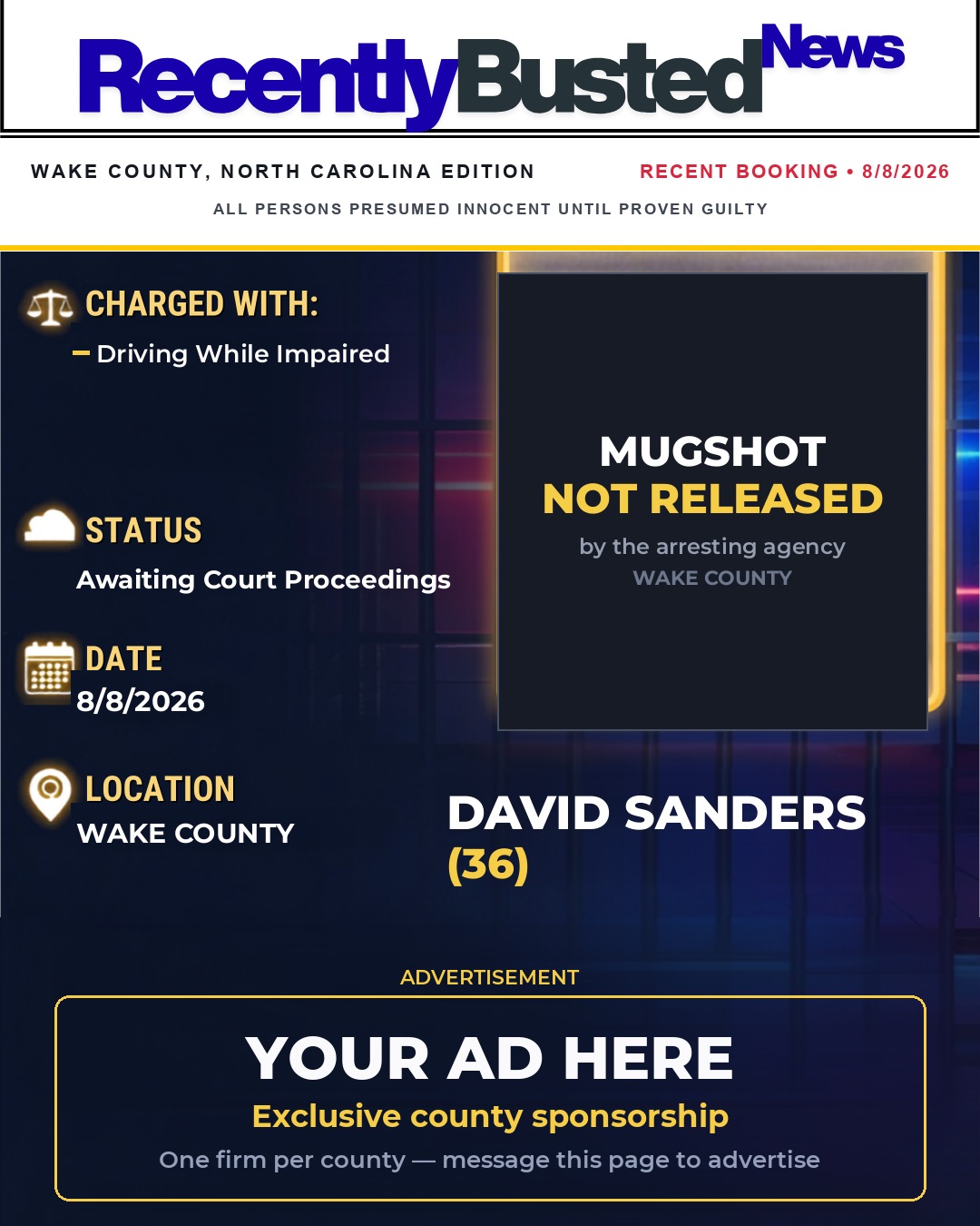 Arrest report - DAVID SANDERS