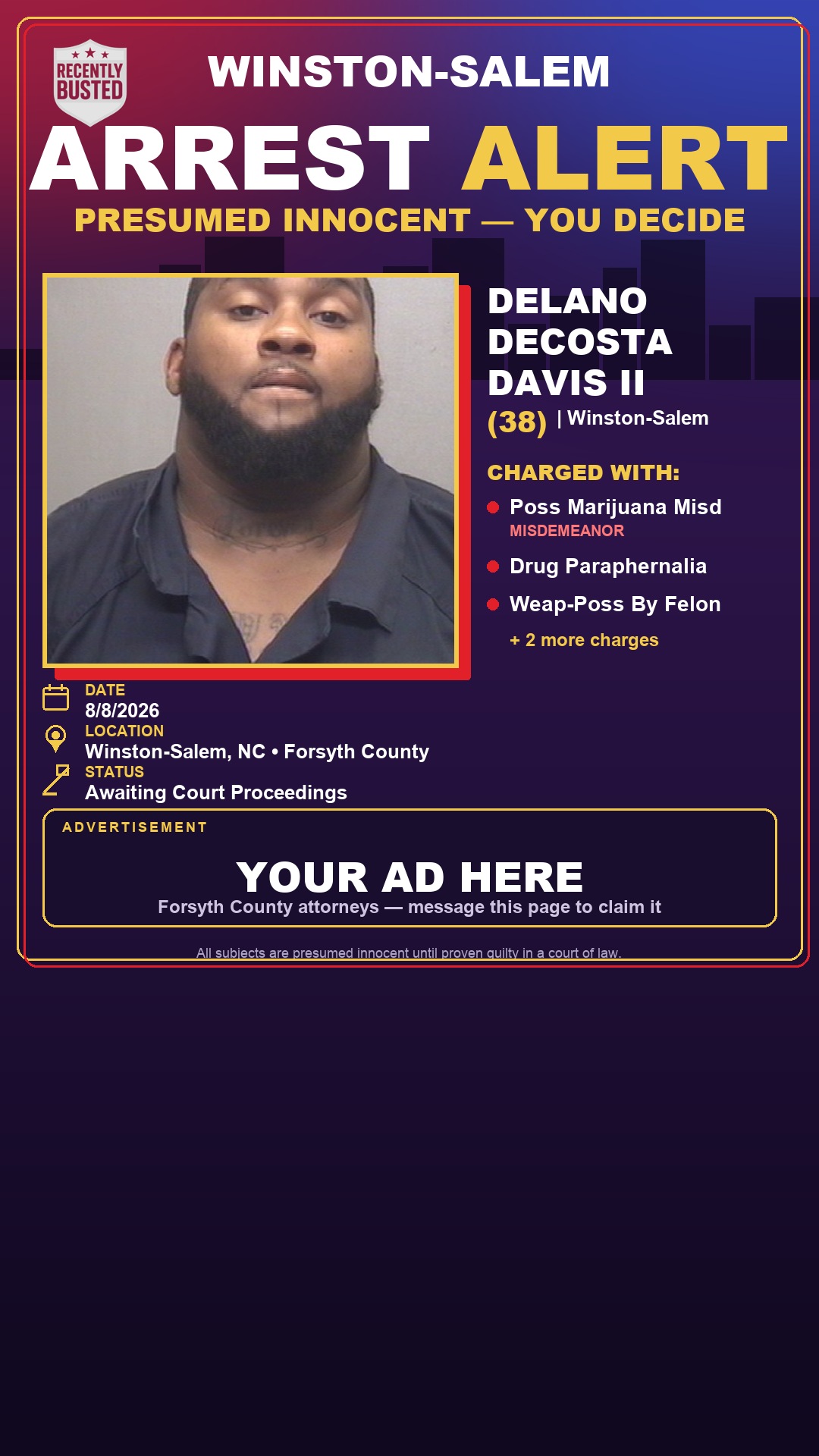 Arrest report - DELANO DECOSTA DAVIS II