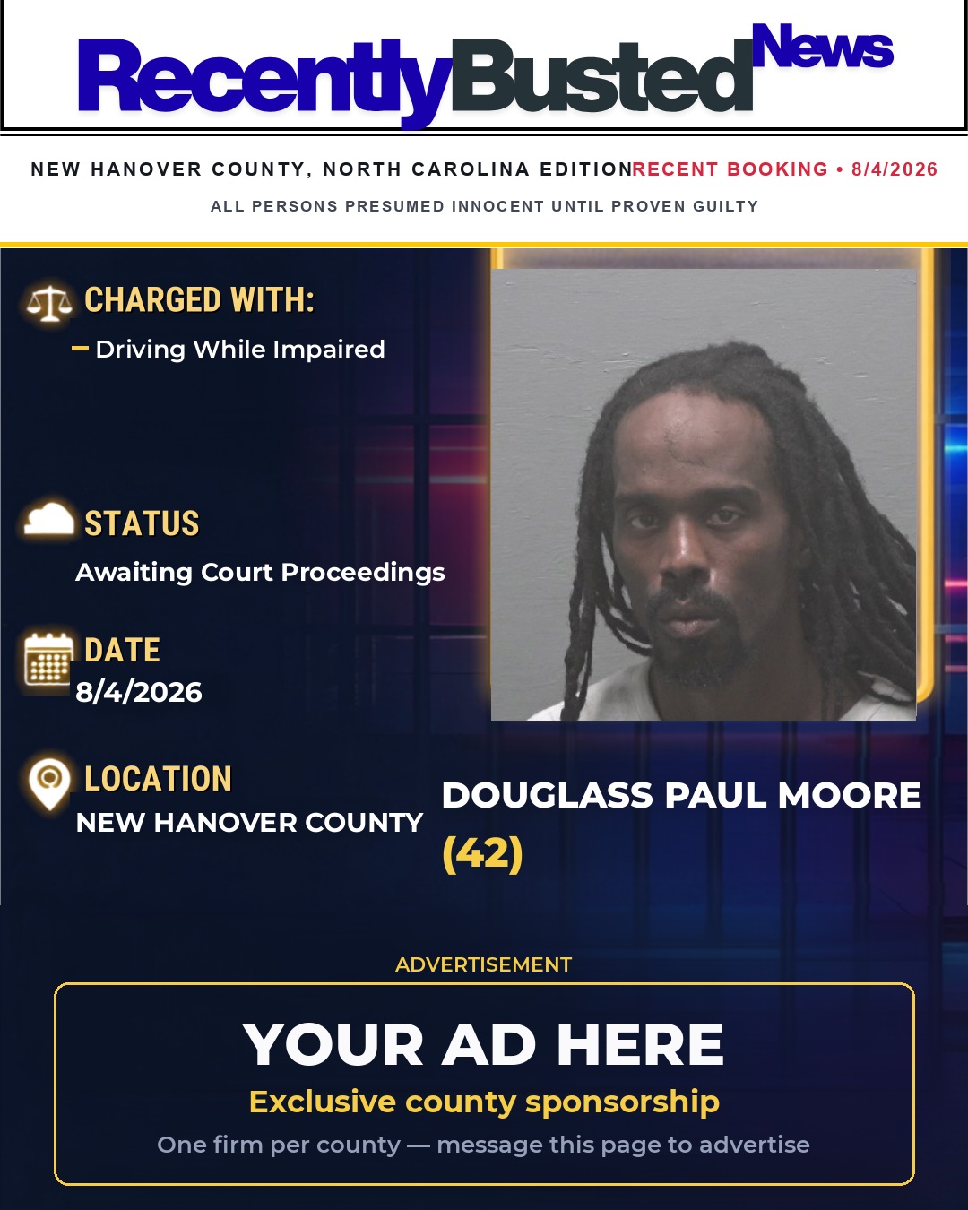 Arrest report - DOUGLASS PAUL MOORE