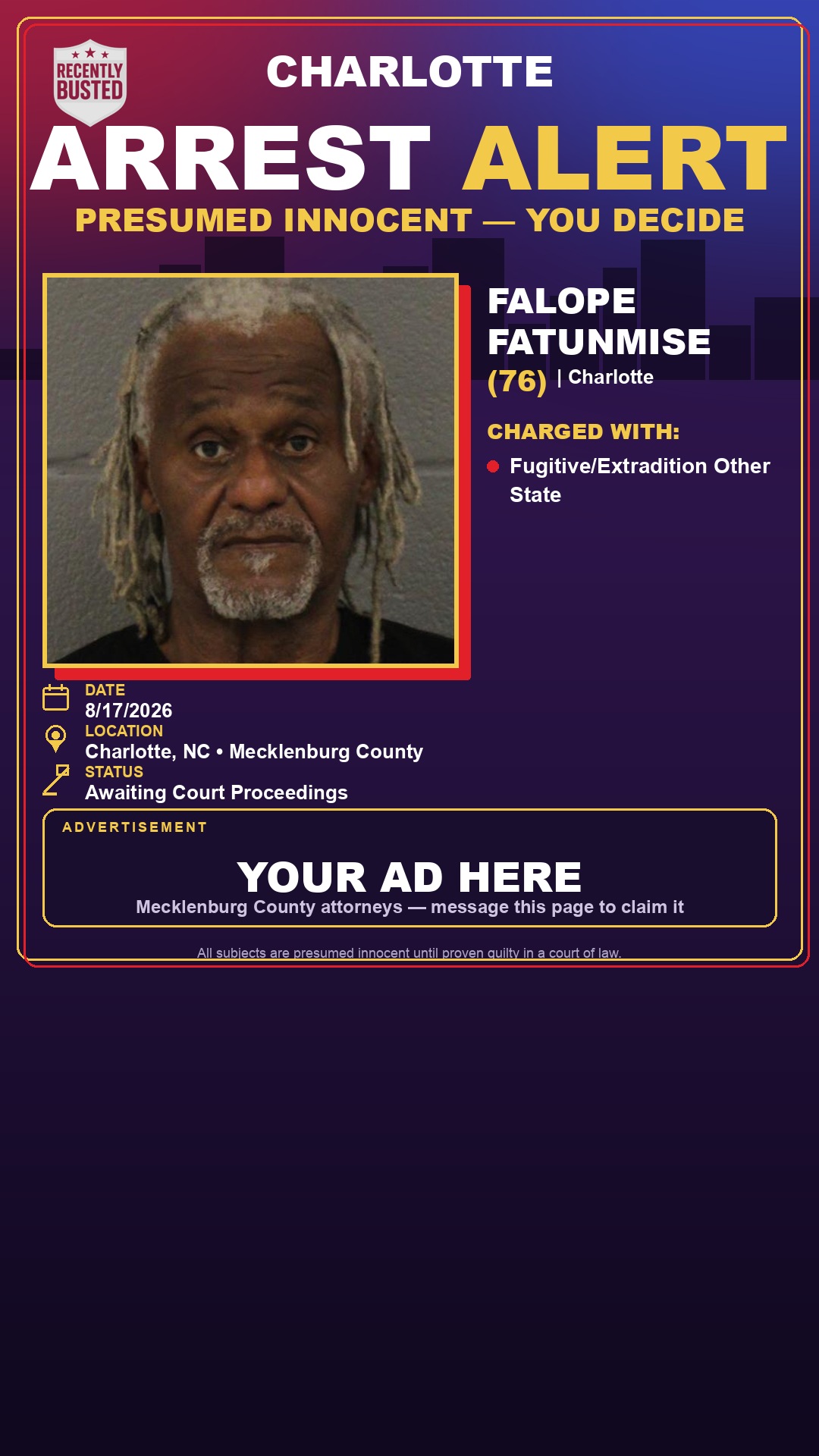 Arrest report - FALOPE FATUNMISE