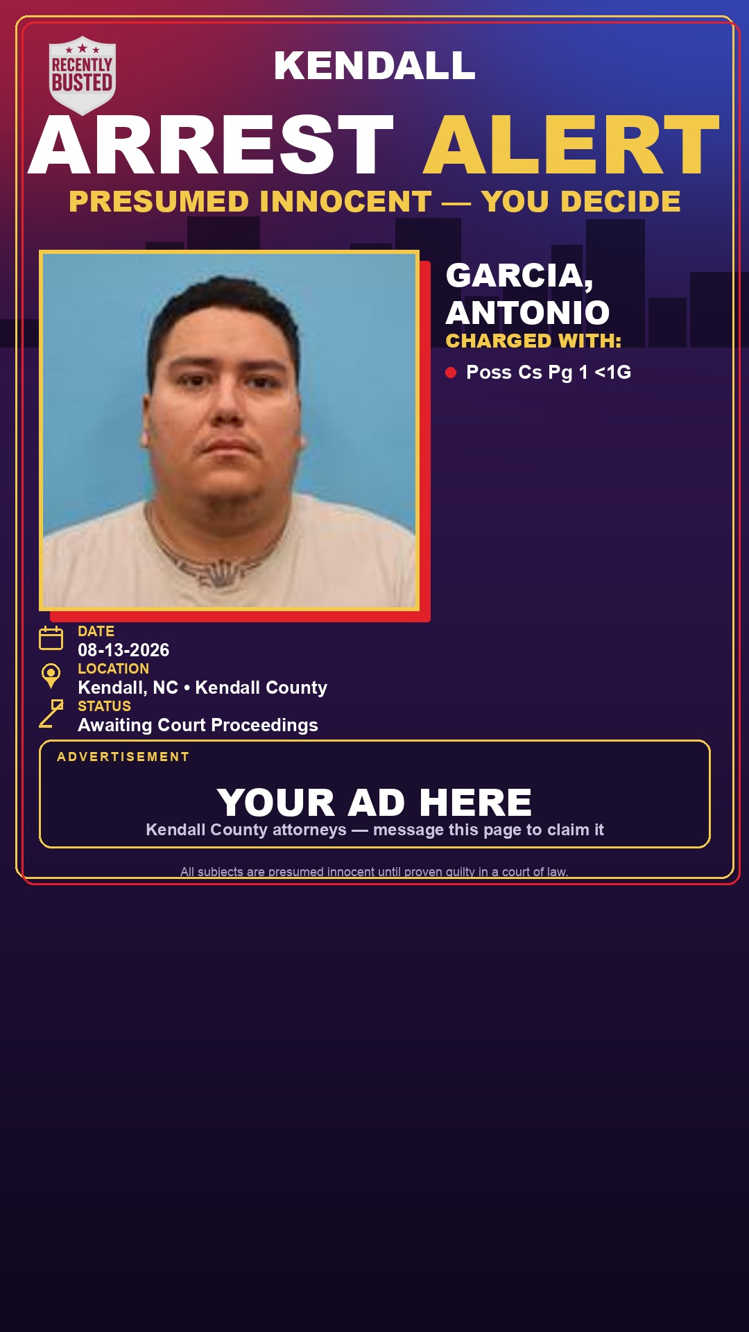 Arrest report - Garcia, Antonio
