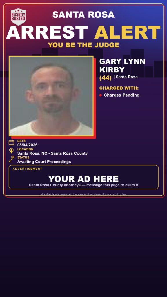 Gary Lynn Kirby — arrest record card, Florida Crime