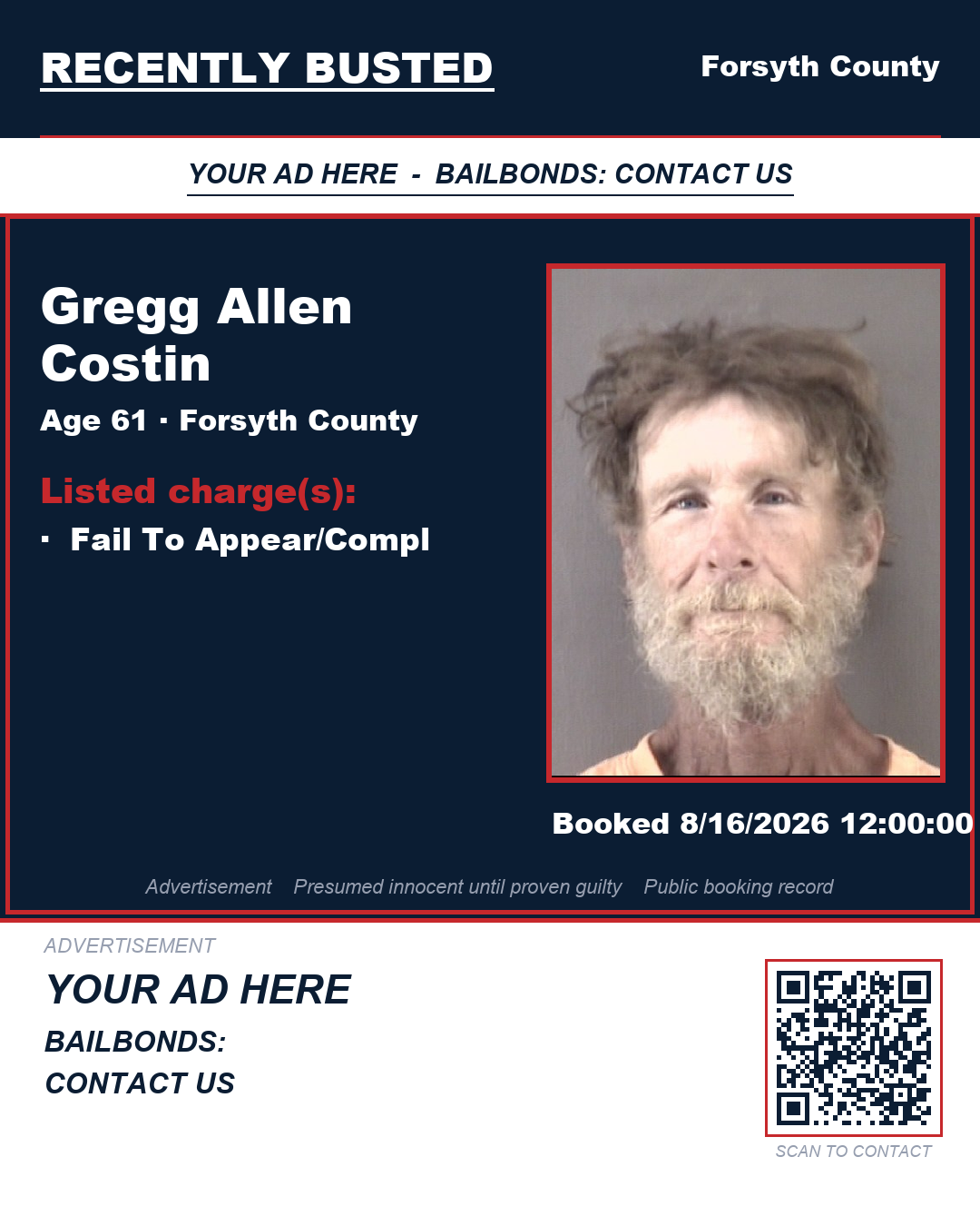 Arrest report - GREGG ALLEN COSTIN