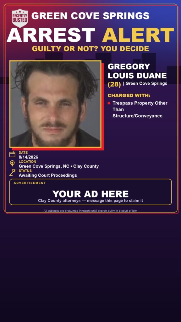 Arrest report — GREGORY LOUIS DUANE