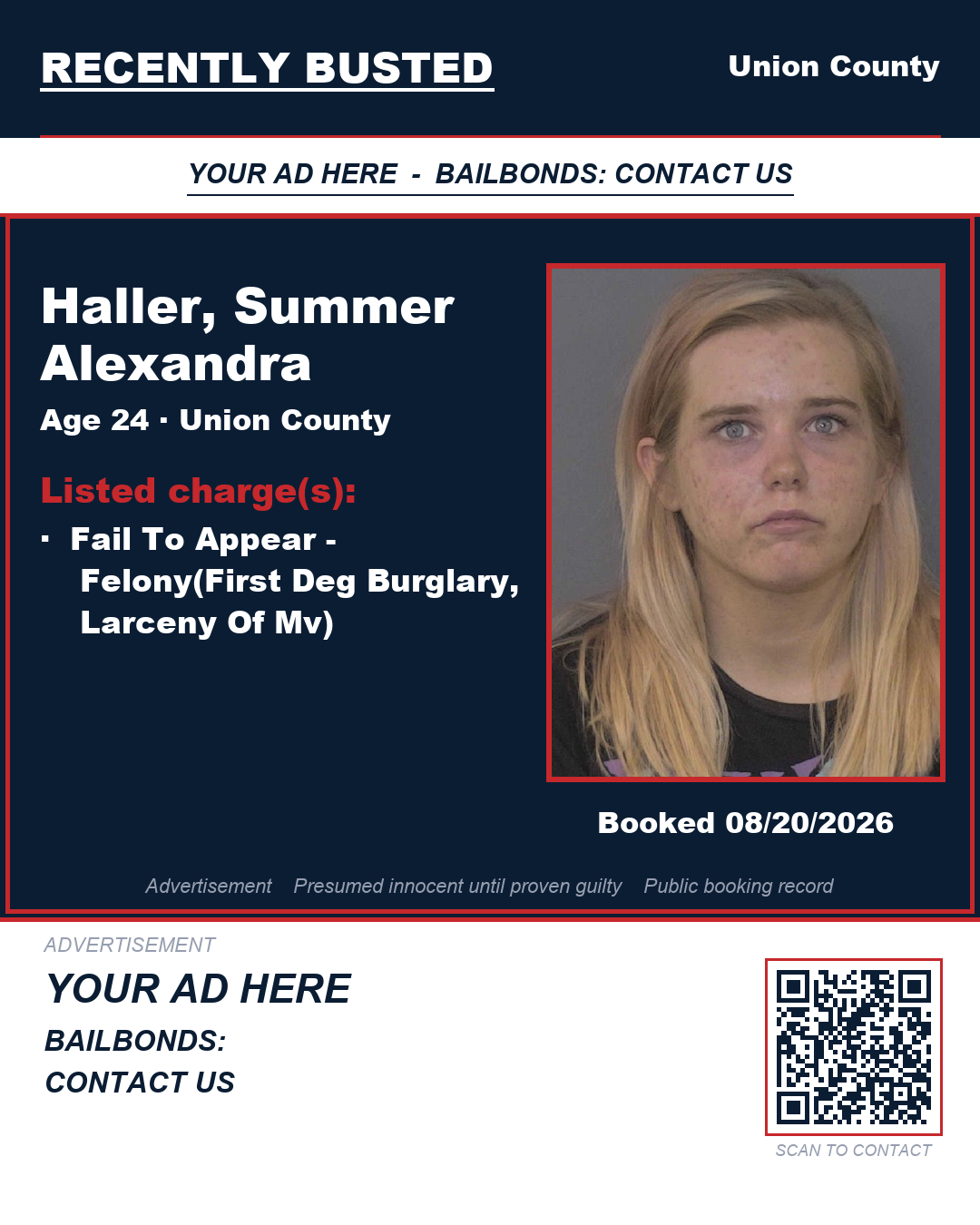 Arrest report - HALLER, SUMMER ALEXANDRA