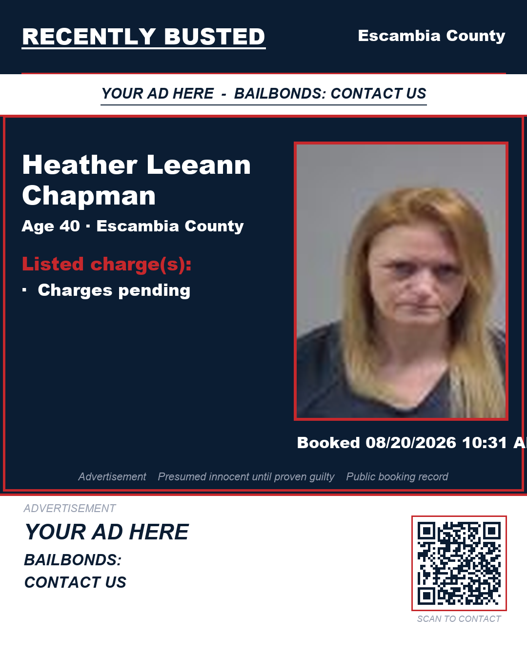Arrest report - Heather Leeann Chapman