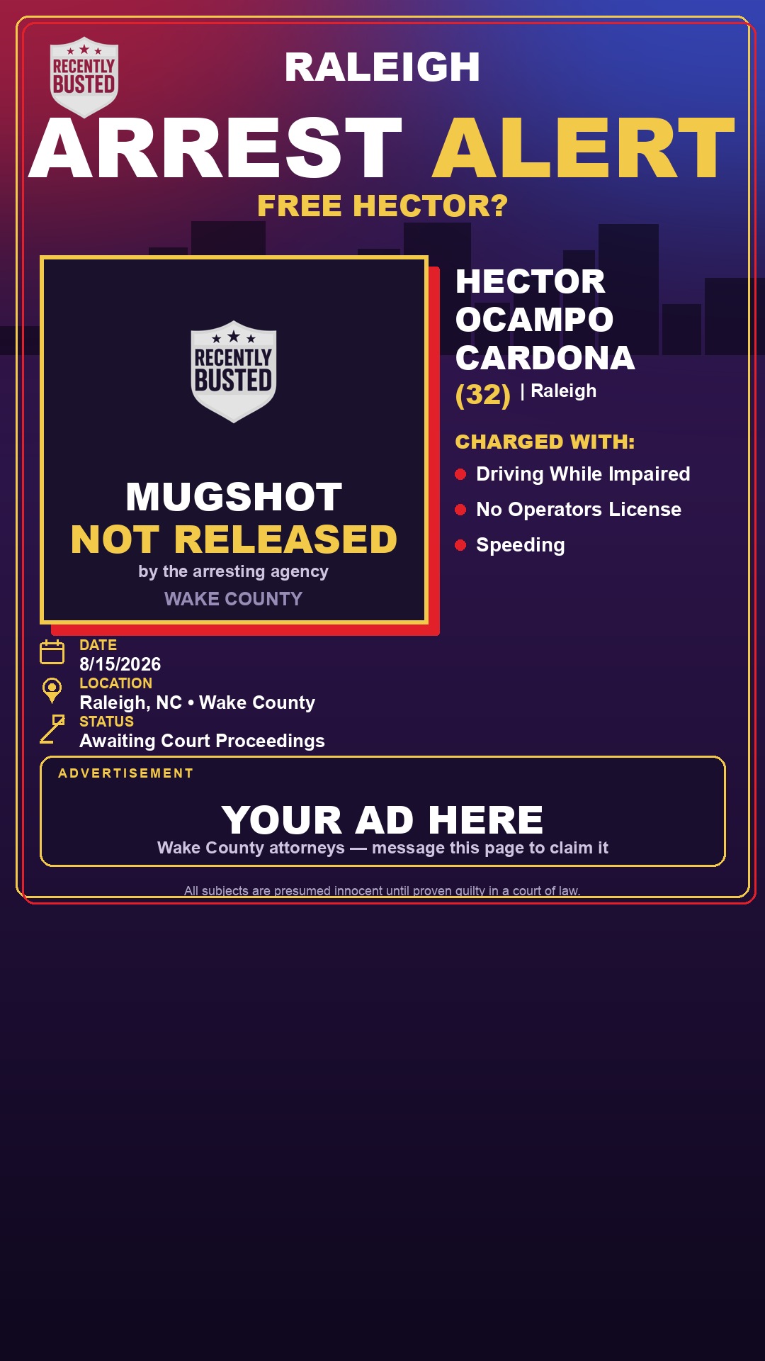 Arrest report - HECTOR OCAMPO CARDONA