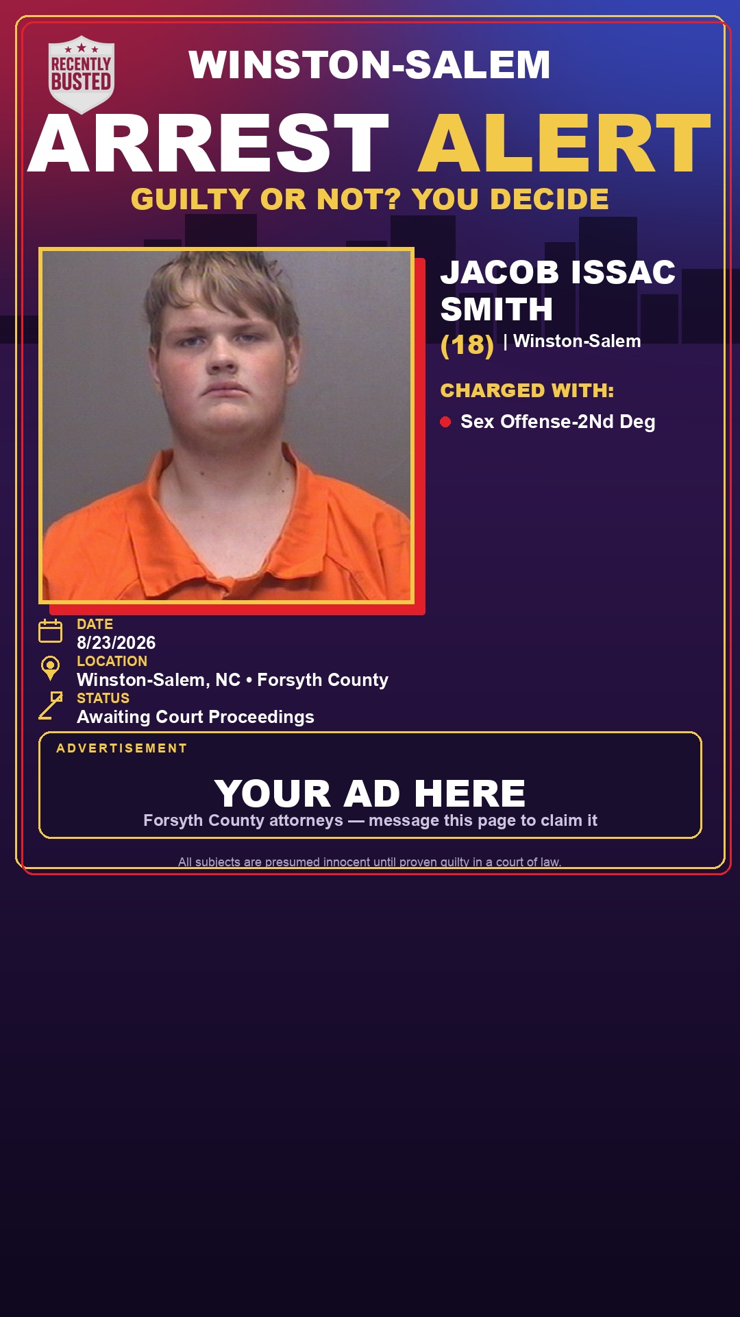 Arrest report - JACOB ISSAC SMITH