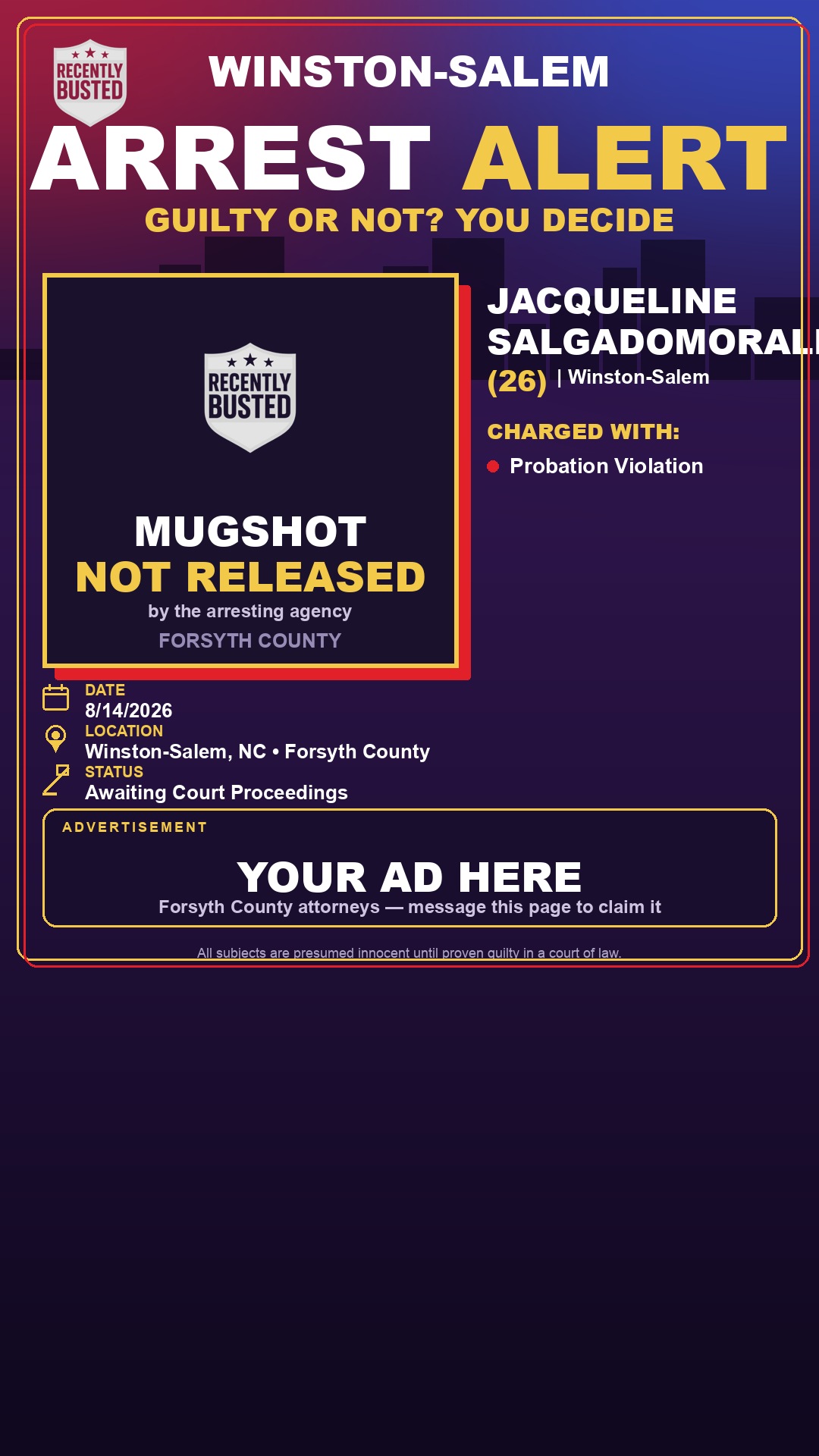 Arrest report - JACQUELINE SALGADOMORALES