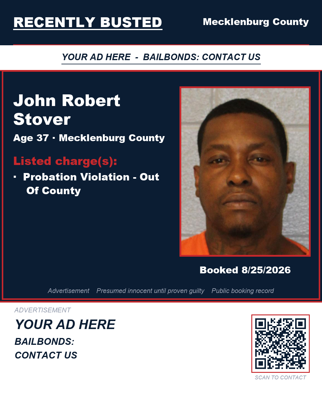 Arrest report - JOHN ROBERT STOVER