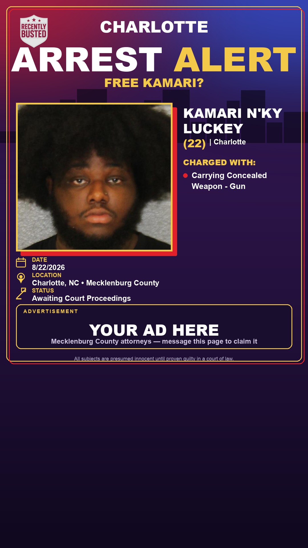 Arrest report - KAMARI N'KY LUCKEY