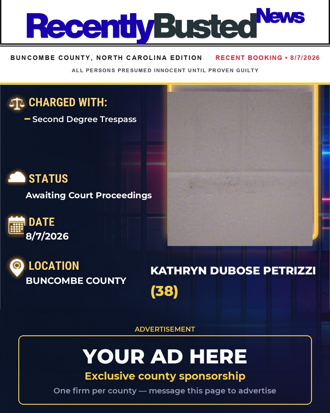 Arrest report - KATHRYN DUBOSE PETRIZZI
