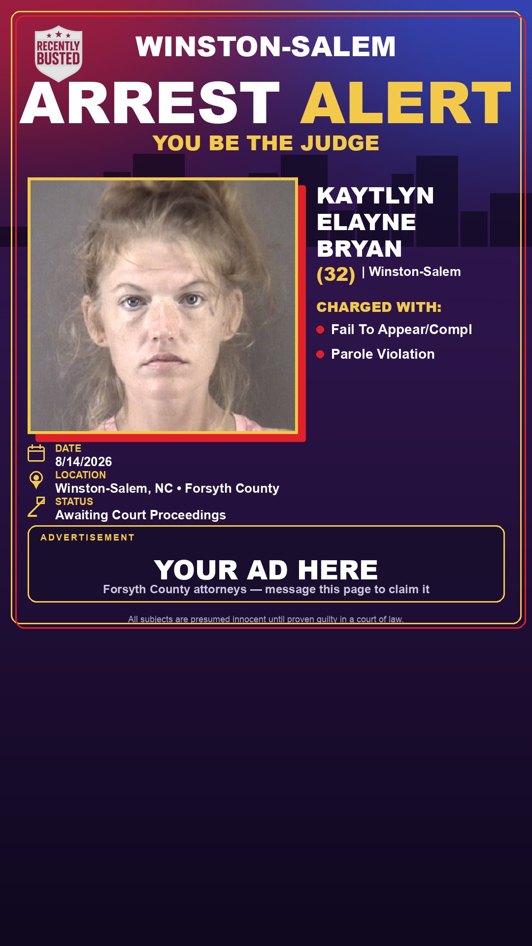 Arrest report - KAYTLYN ELAYNE BRYAN