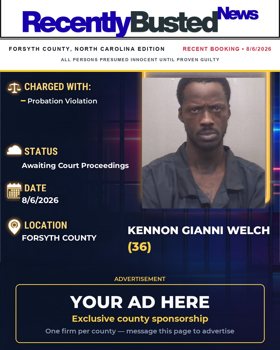 Arrest report - KENNON GIANNI WELCH