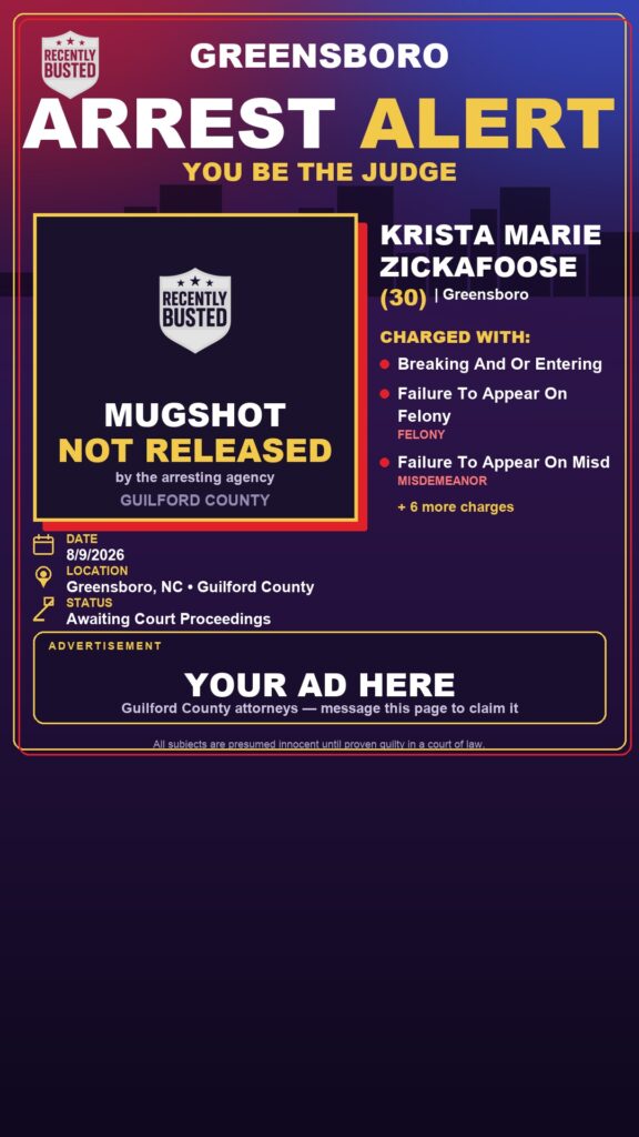Arrest report — KRISTA MARIE ZICKAFOOSE