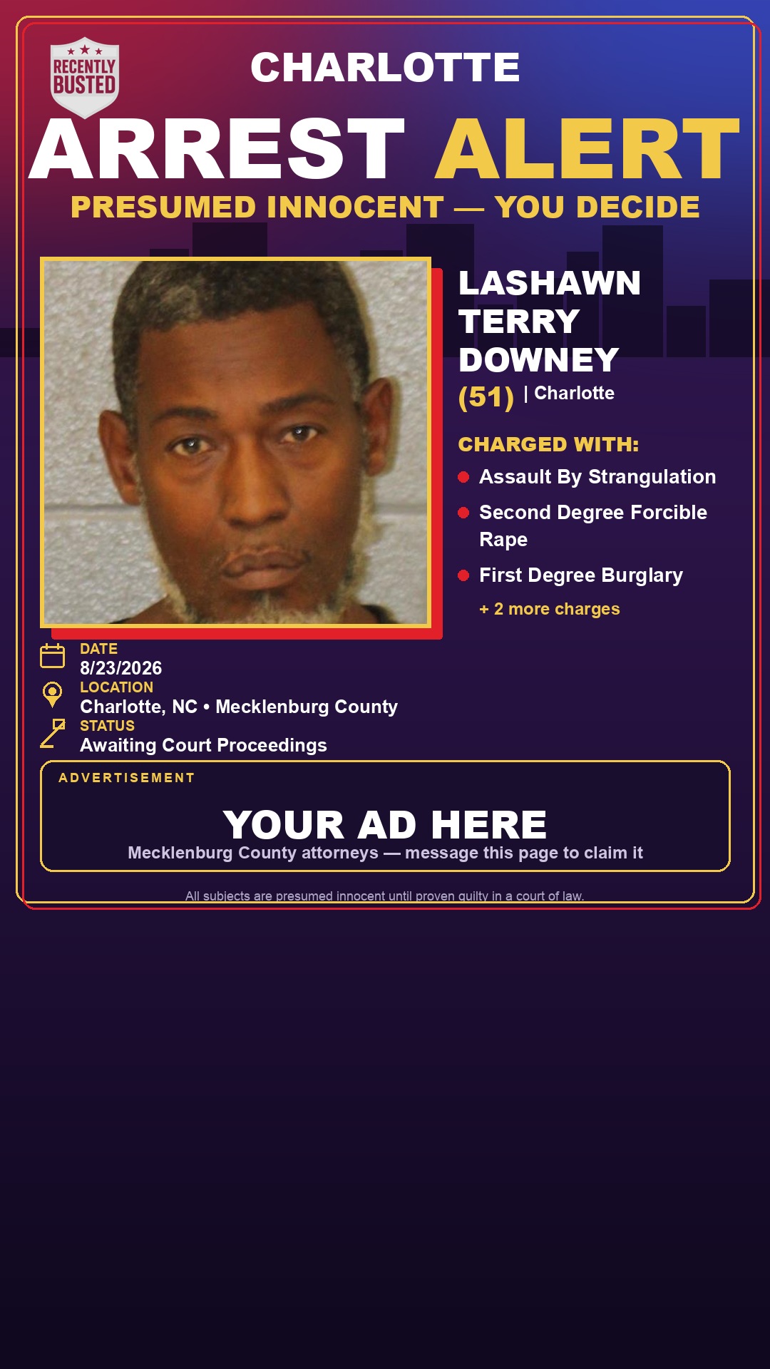 Arrest report - LASHAWN TERRY DOWNEY